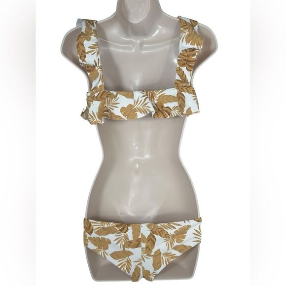 Eberjay Jane Textured Gold Tropical Print Bikini Swimsuit Set - Picture 3 of 10